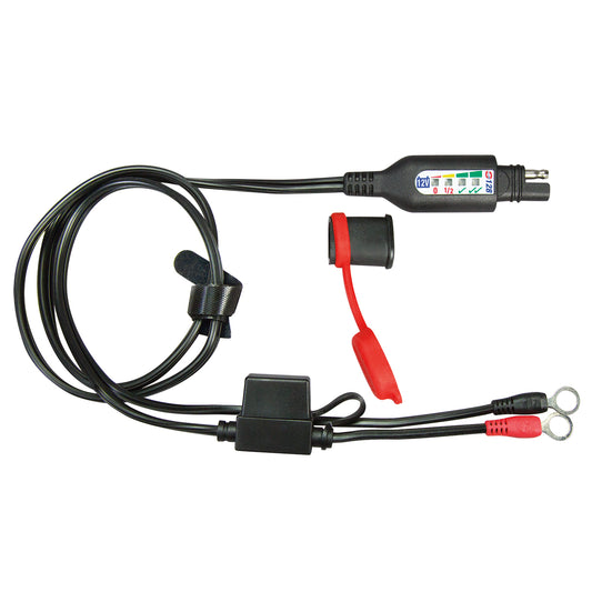 OptiMate MONITOR 12V lead-acid auto-marine Permanent battery lead (40"-100cm 15/16""- M8 rings) with integrated battery status / charge system monitor.